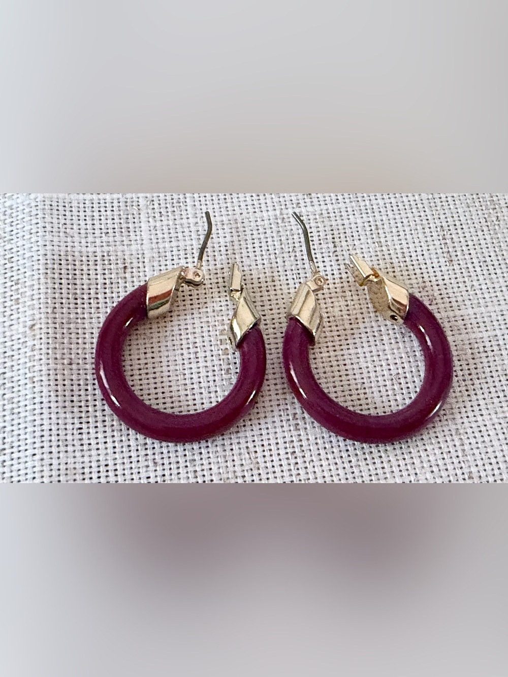 Purple Hoop Earrings with Gold Accents - Women Jewelry